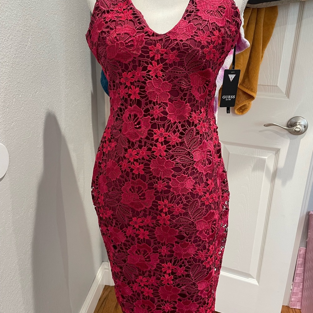 Guess Women's Red Lace Dress
